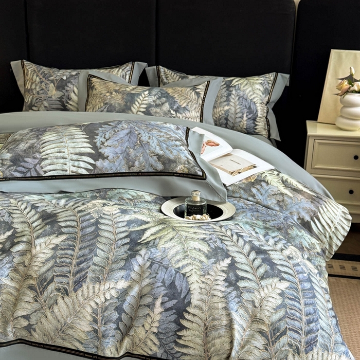 91家纺网 家纺一手货源 找家纺 （总）博纳家纺 2025新款亲肤舒适全棉纯棉磨毛撞色四件套-千山暮雪【控价劵后258（严格按控价来）】