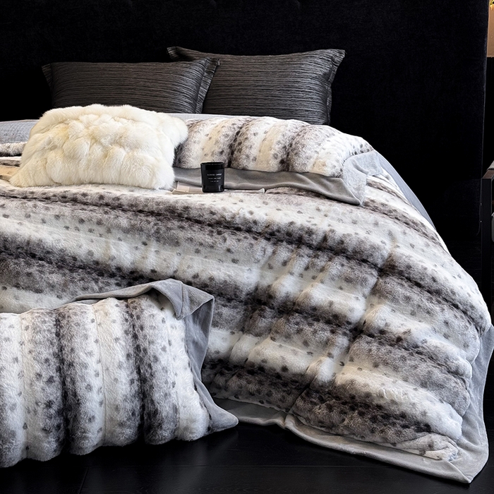 91家纺网 家纺一手货源 找家纺 若未家居 LOVEWE HOUSE 2025新款流光豹纹视觉系A版全消光丹麦貂B版250克全消光牛奶绒轻奢高端绒四件套 豹纹-灰