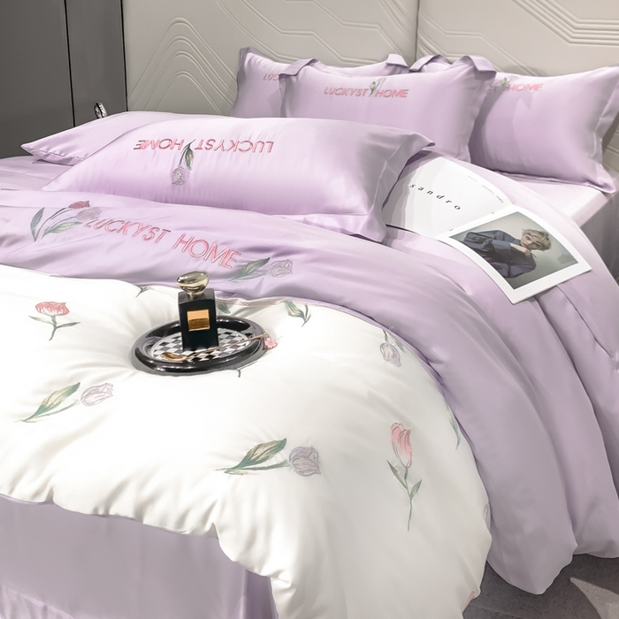 91家纺网 家纺一手货源 找家纺 （总）梵克保罗 2025新品天丝双拼刺绣四件套-卡骆驰