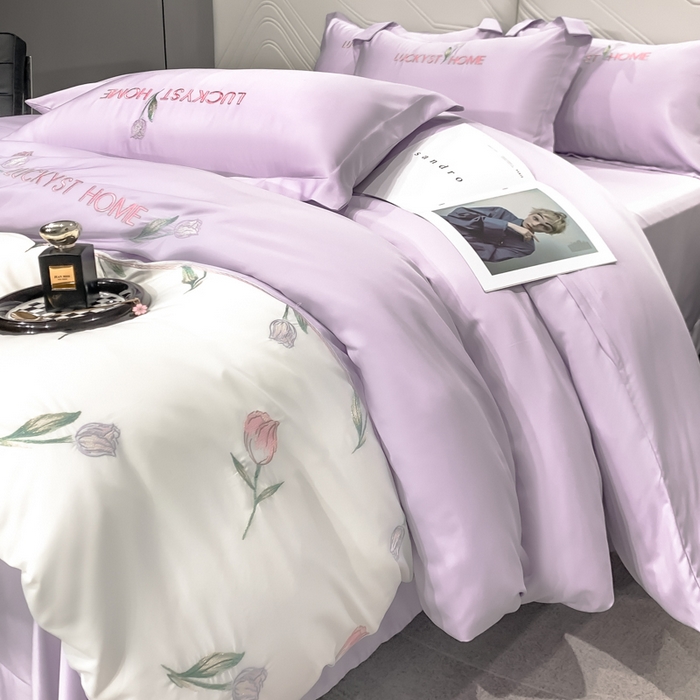 91家纺网 家纺一手货源 找家纺 （总）梵克保罗 2025新品天丝双拼刺绣四件套-卡骆驰