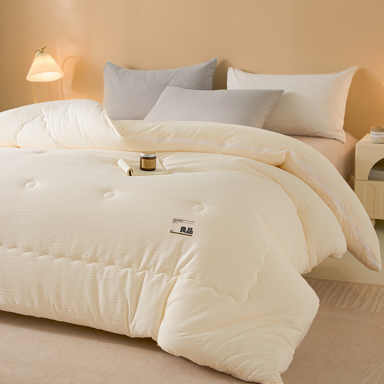 91家纺网 家纺一手货源 找家纺 （总）酱子 2025新款涤纶双层纱大豆子母被 被子被芯