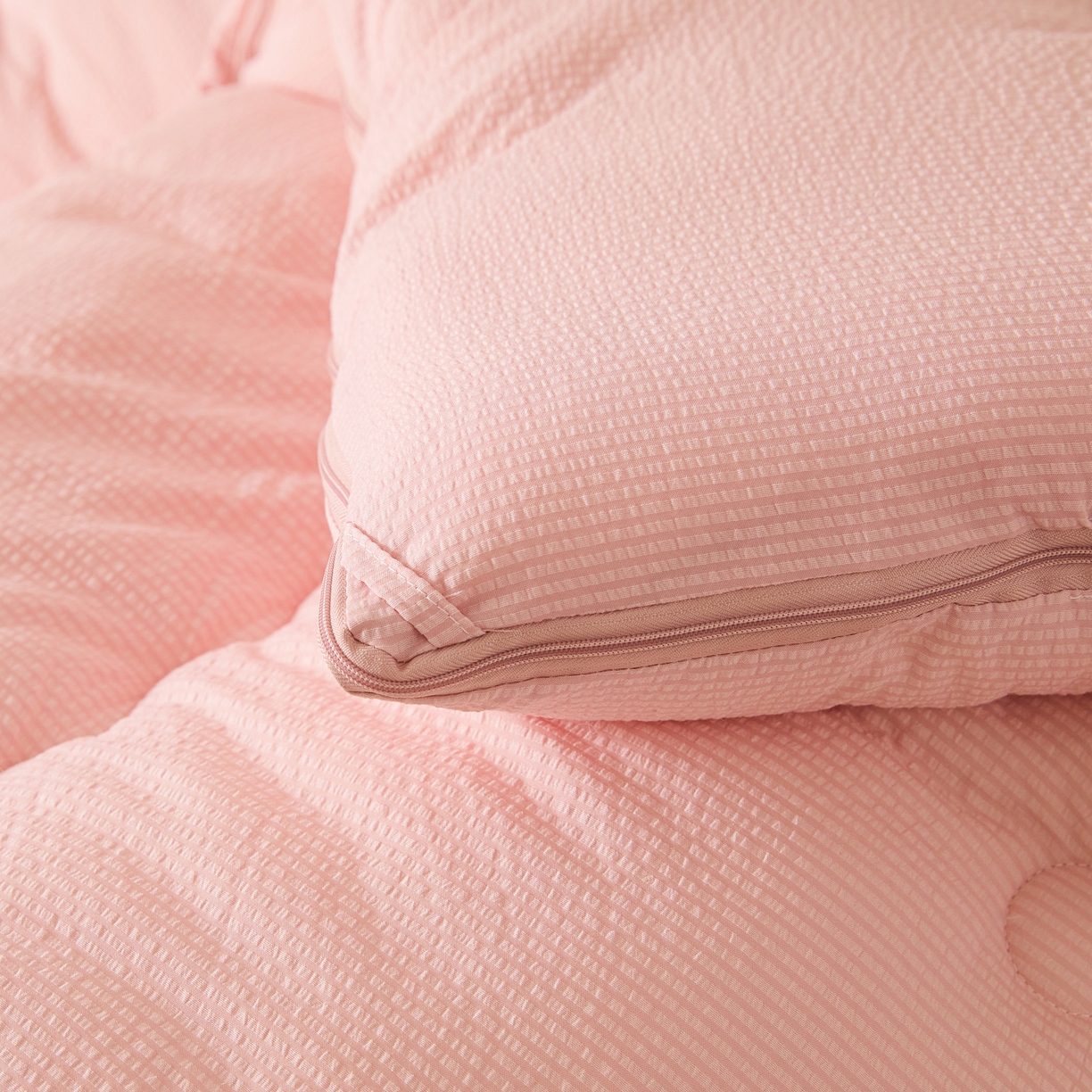 91家纺网 家纺一手货源 找家纺 酱子 2025新款涤纶双层纱大豆子母被 被子被芯 白桃粉