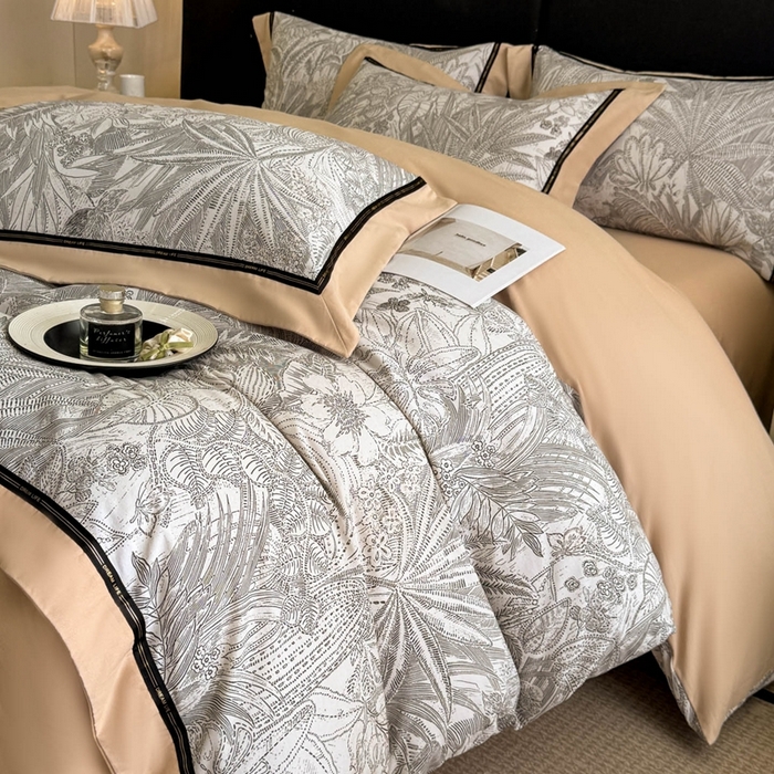 91家纺网 家纺一手货源 找家纺 博纳家纺 2025新款亲肤舒适全棉纯棉磨毛撞色四件套-千山暮雪【控价劵后258（严格按控价来）】 云巅幻境