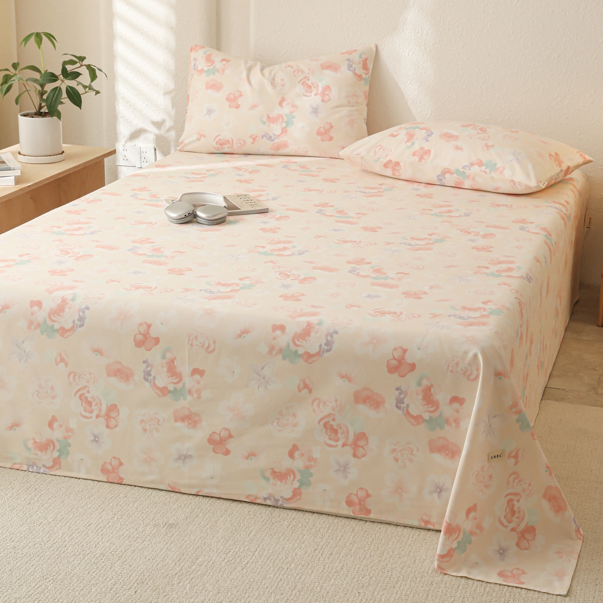 91家纺网 家纺一手货源 找家纺 简宜家居（朝初家纺） 2025新款纯棉全棉磨毛单床单系列 牡丹仙子