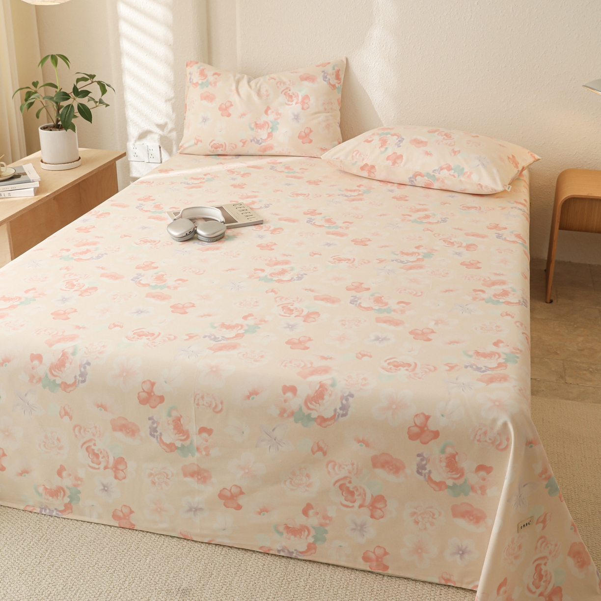 91家纺网 家纺一手货源 找家纺 简宜家居（朝初家纺） 2025新款纯棉全棉磨毛单床单系列 牡丹仙子