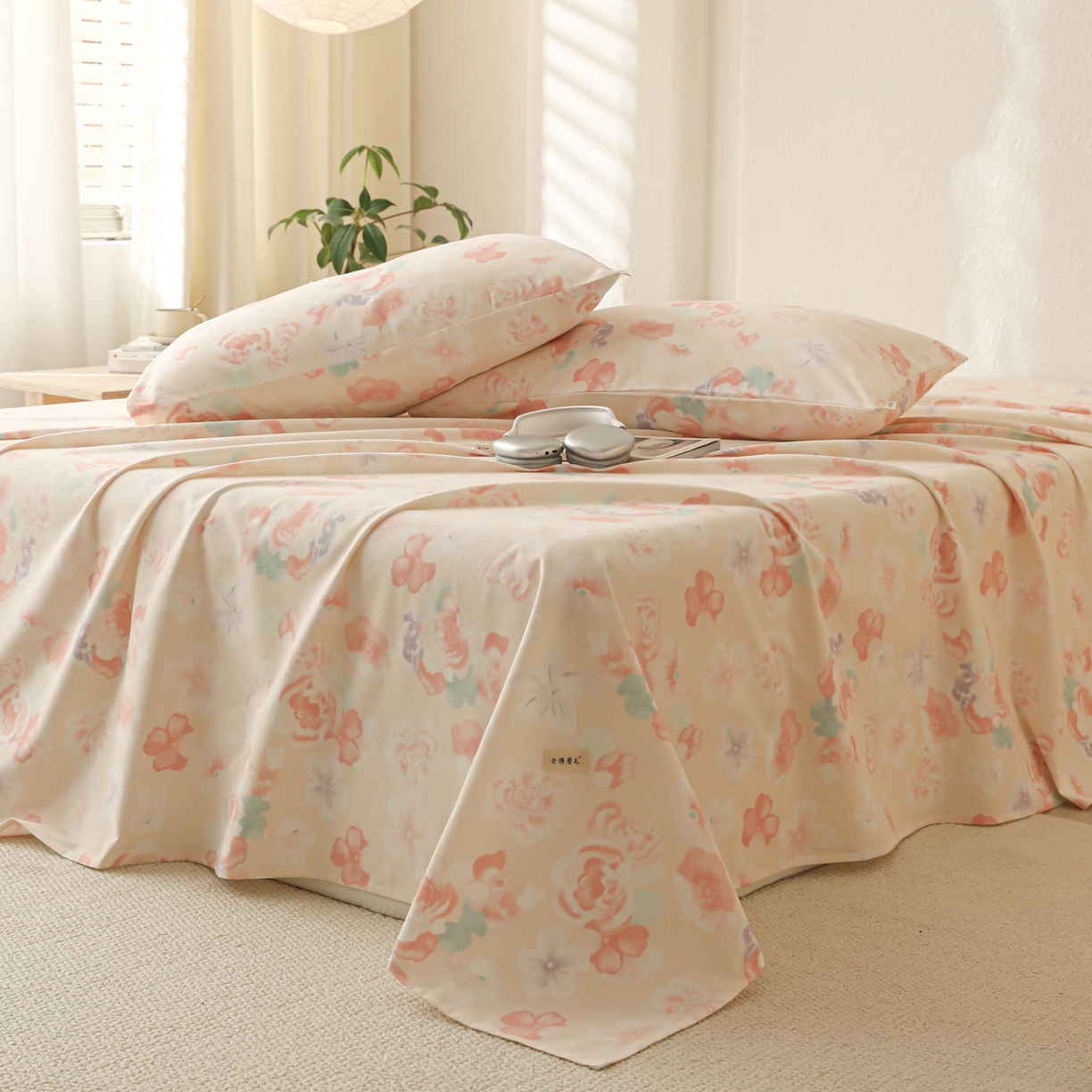 91家纺网 家纺一手货源 找家纺 简宜家居（朝初家纺） 2025新款纯棉全棉磨毛单床单系列 牡丹仙子