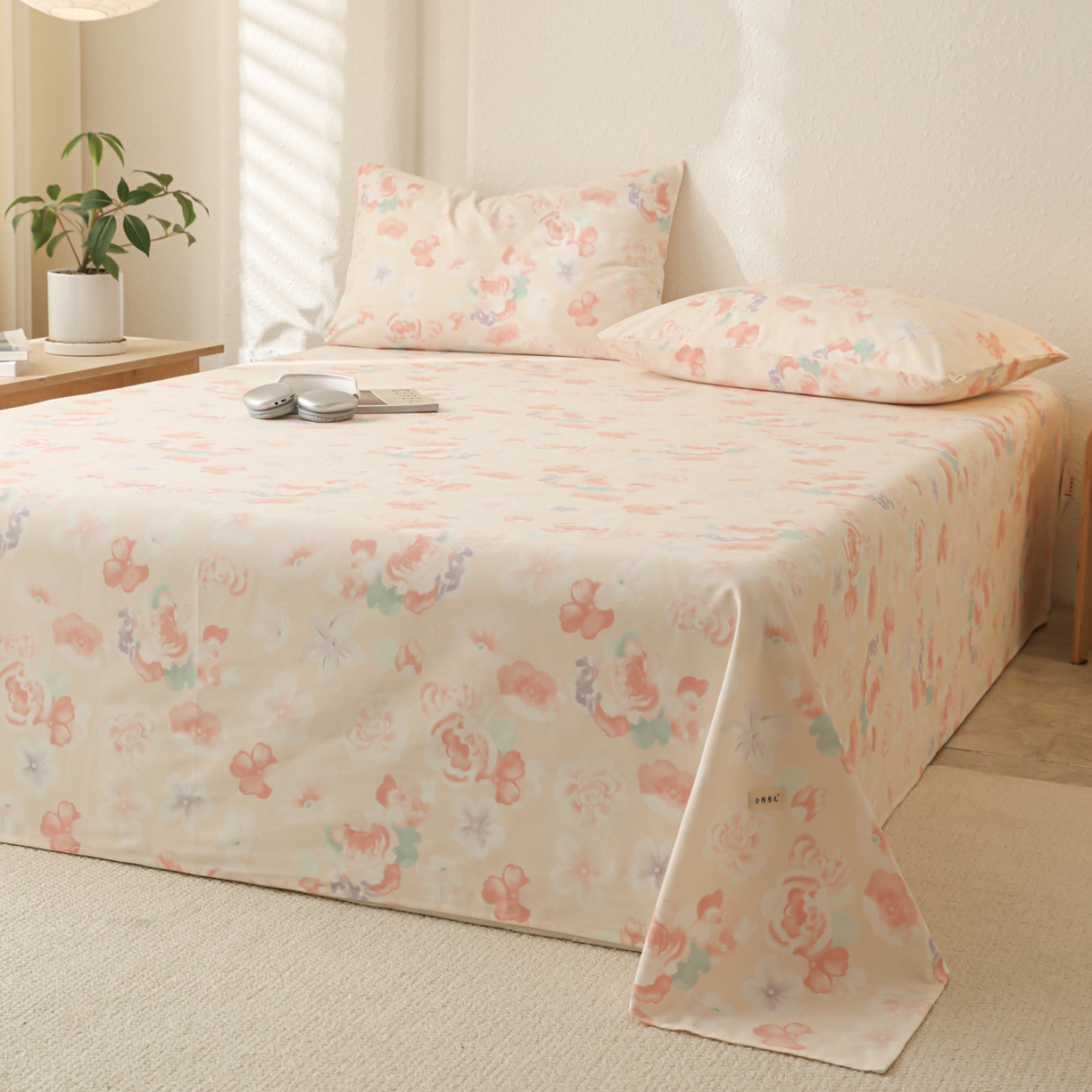 91家纺网 家纺一手货源 找家纺 简宜家居（朝初家纺） 2025新款纯棉全棉磨毛单床单系列 牡丹仙子