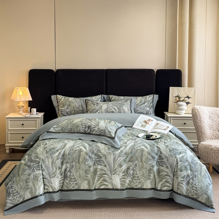 91家纺网 家纺一手货源 找家纺 博纳家纺 2025新款亲肤舒适全棉纯棉磨毛撞色四件套-千山暮雪【控价劵后258（严格按控价来）】 浮生若梦