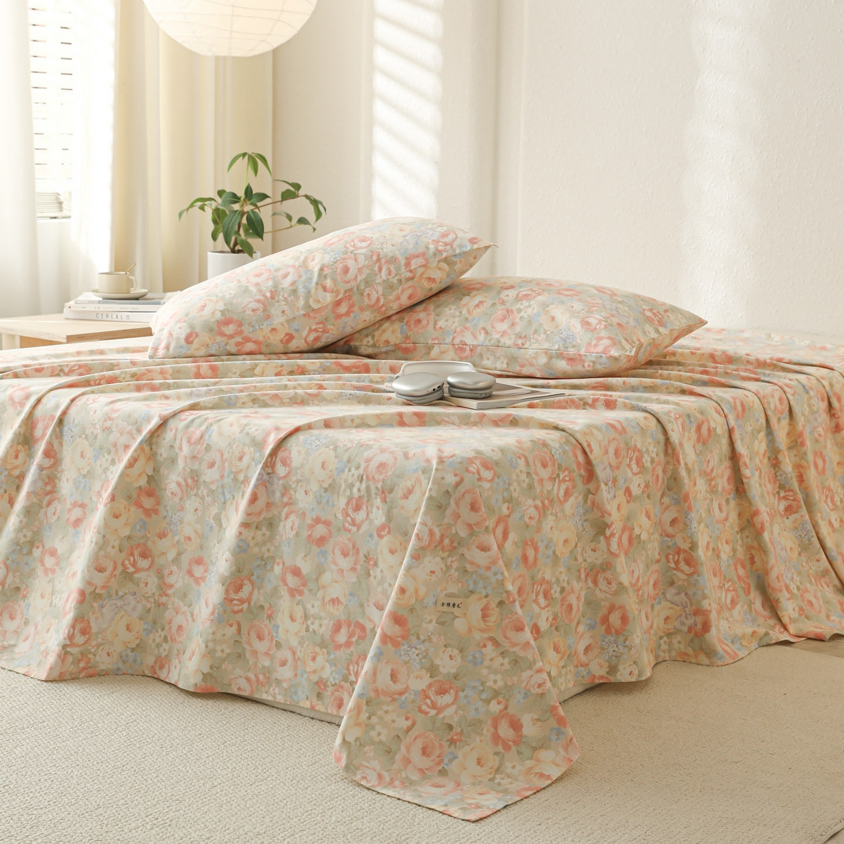 91家纺网 家纺一手货源 找家纺 简宜家居（朝初家纺） 2025新款纯棉全棉磨毛单床单系列 花团团