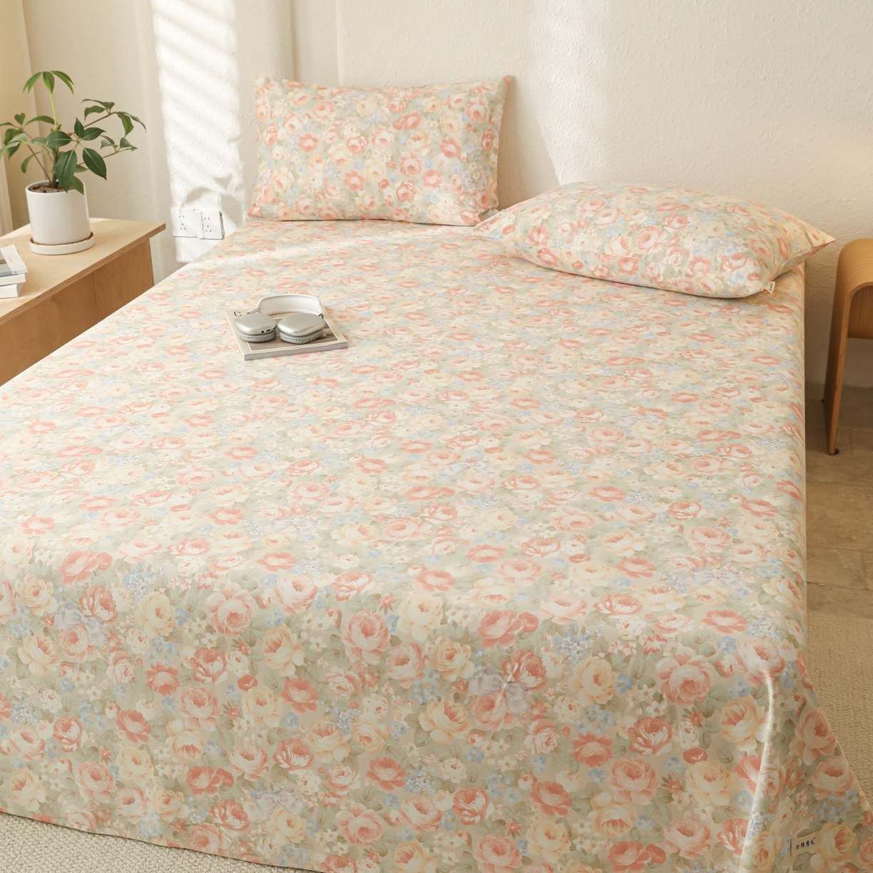 91家纺网 家纺一手货源 找家纺 简宜家居（朝初家纺） 2025新款纯棉全棉磨毛单床单系列 花团团