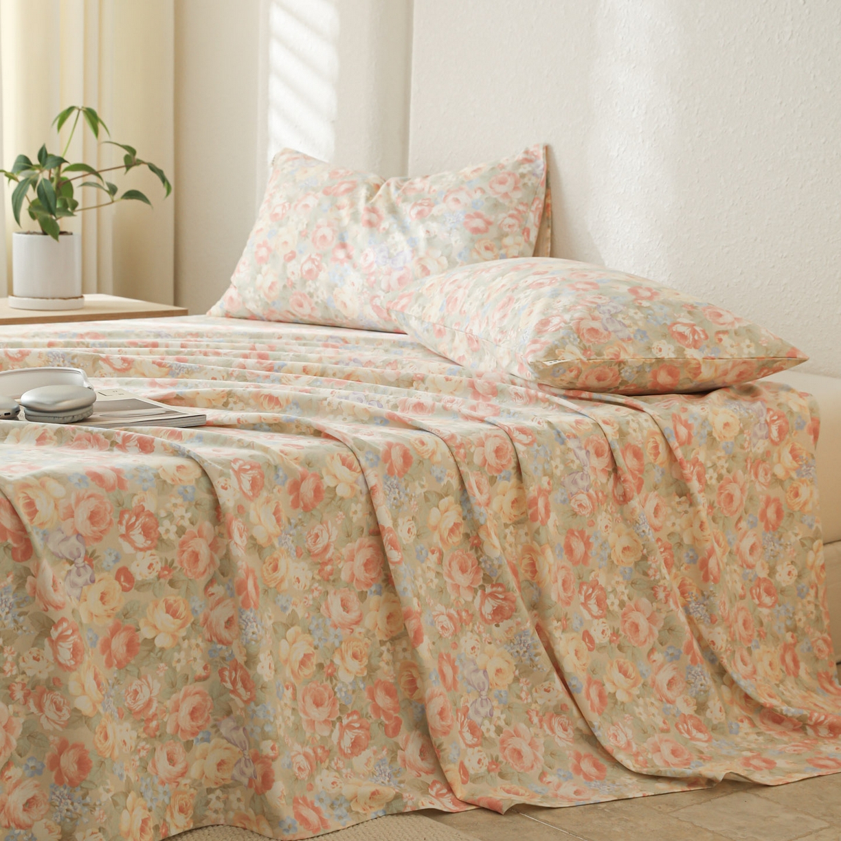 91家纺网 家纺一手货源 找家纺 简宜家居（朝初家纺） 2025新款纯棉全棉磨毛单床单系列 花团团