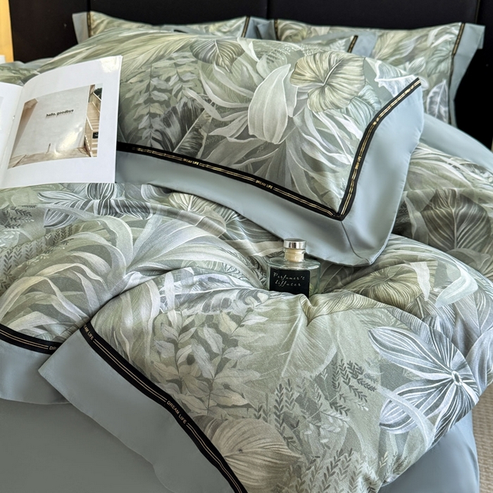 91家纺网 家纺一手货源 找家纺 博纳家纺 2025新款亲肤舒适全棉纯棉磨毛撞色四件套-千山暮雪【控价劵后258（严格按控价来）】 浮生若梦