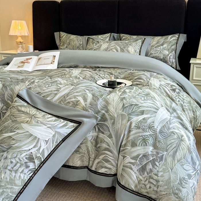 91家纺网 家纺一手货源 找家纺 博纳家纺 2025新款亲肤舒适全棉纯棉磨毛撞色四件套-千山暮雪【控价劵后258（严格按控价来）】 浮生若梦