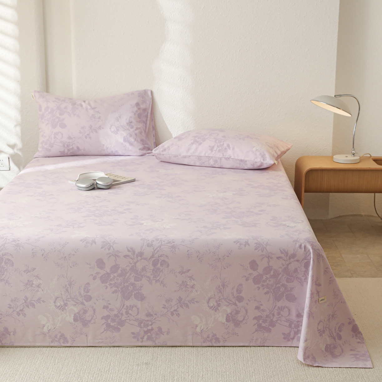 91家纺网 家纺一手货源 找家纺 简宜家居（朝初家纺） 2025新款纯棉全棉磨毛单床单系列 紫薰花