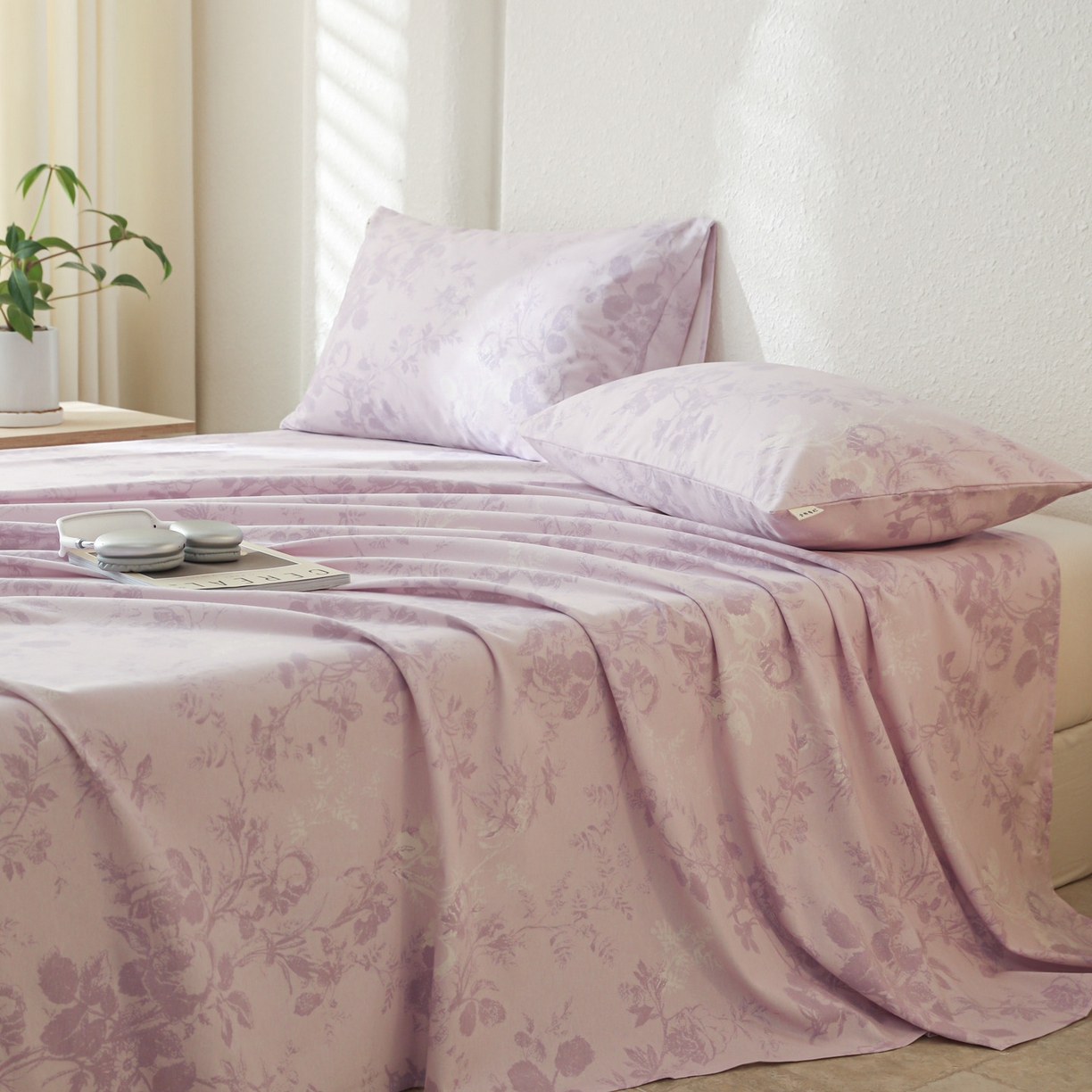 91家纺网 家纺一手货源 找家纺 简宜家居（朝初家纺） 2025新款纯棉全棉磨毛单床单系列 紫薰花