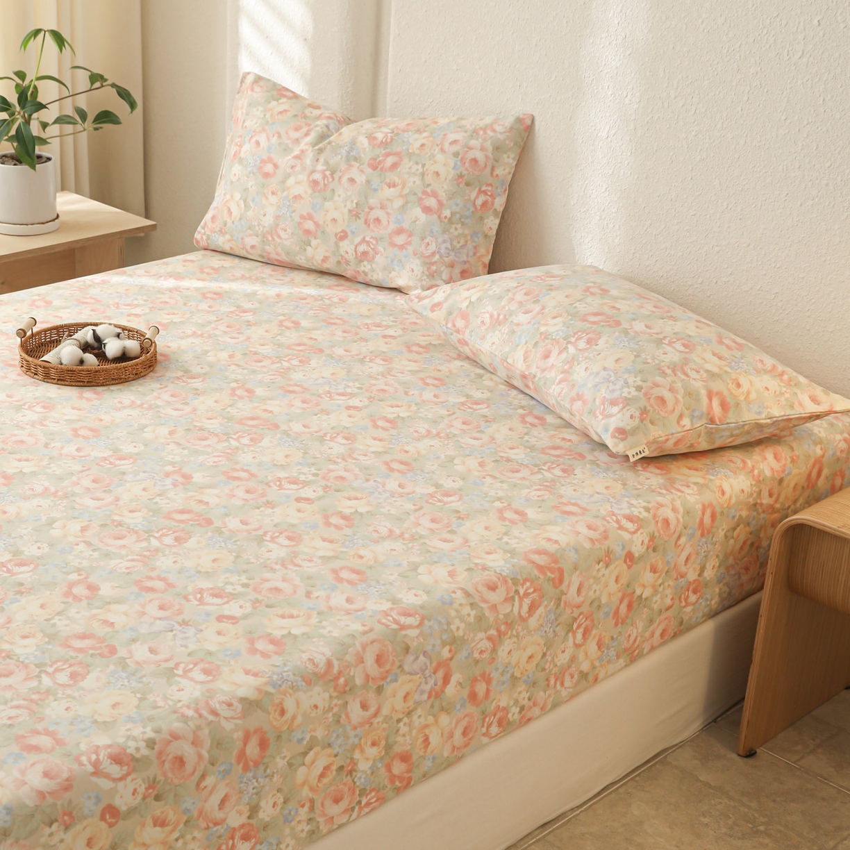 91家纺网 家纺一手货源 找家纺 简宜家居（朝初家纺） 2025新款纯棉全棉磨毛单床笠系列 花团团