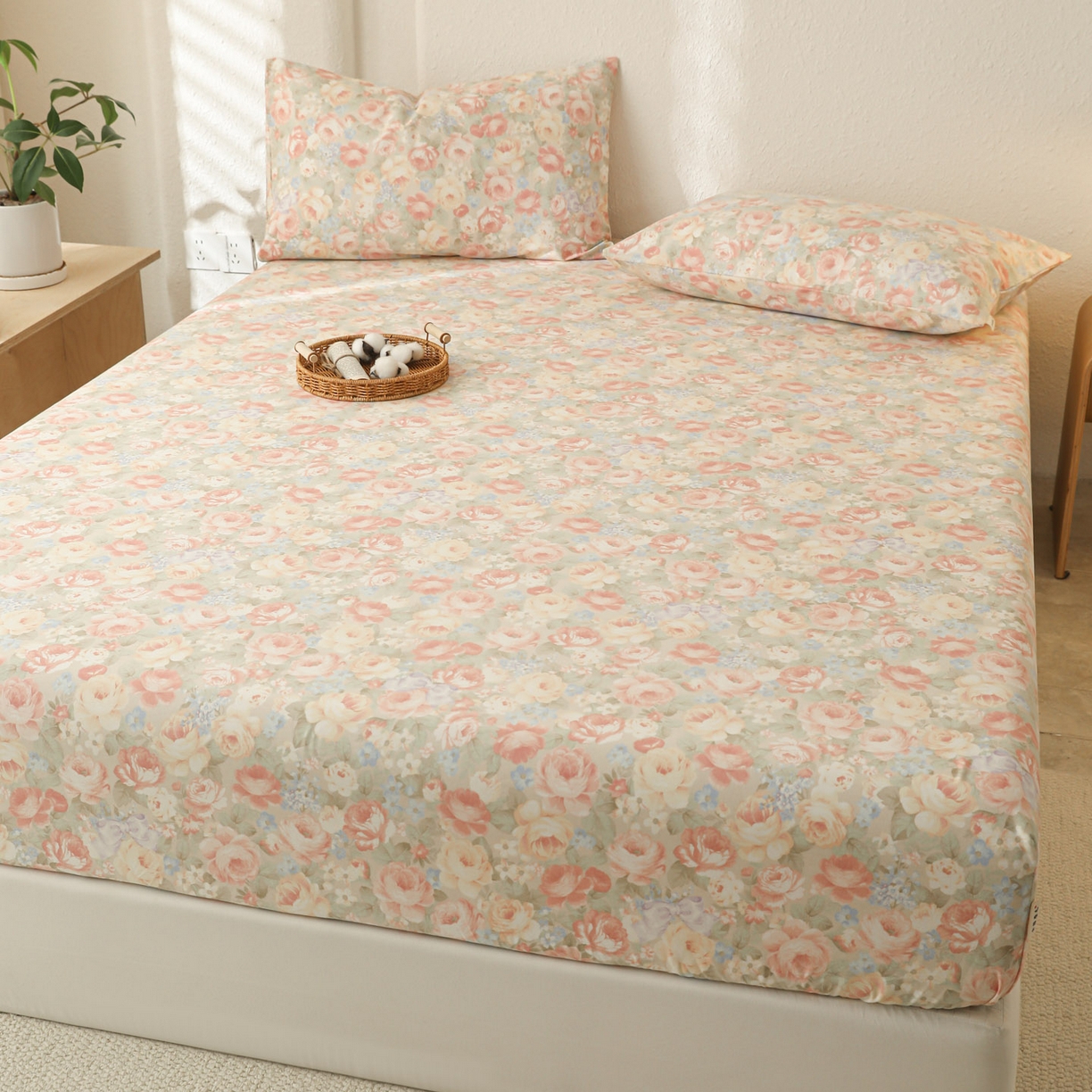 91家纺网 家纺一手货源 找家纺 简宜家居（朝初家纺） 2025新款纯棉全棉磨毛单床笠系列 花团团