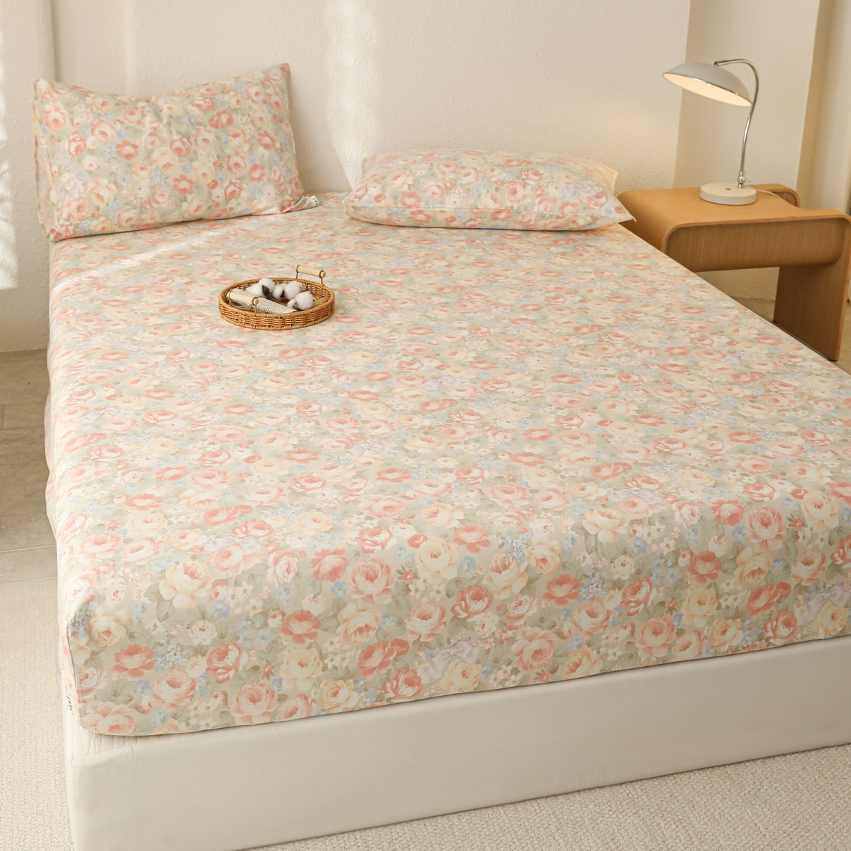 91家纺网 家纺一手货源 找家纺 简宜家居（朝初家纺） 2025新款纯棉全棉磨毛单床笠系列 花团团