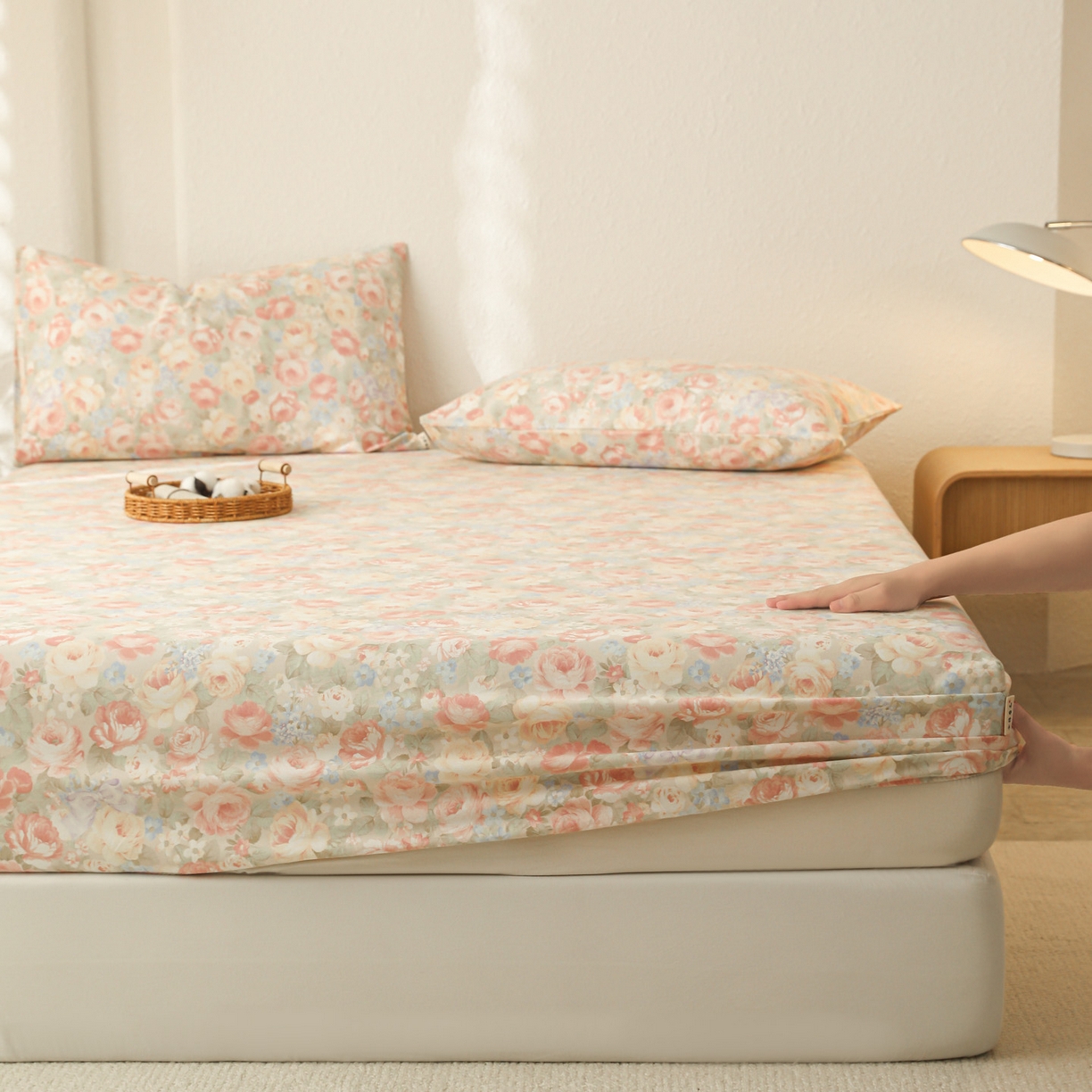 91家纺网 家纺一手货源 找家纺 简宜家居（朝初家纺） 2025新款纯棉全棉磨毛单床笠系列 花团团