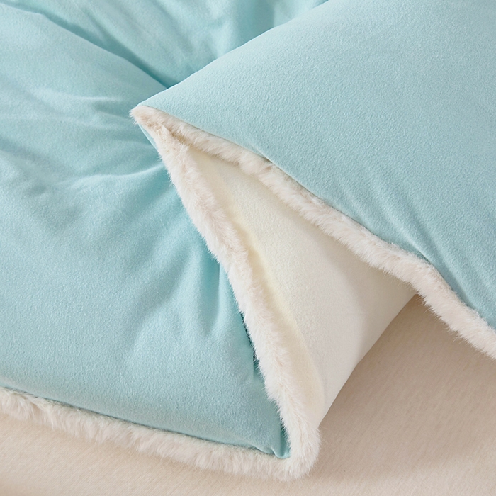 91家纺网 家纺一手货源 找家纺 亿莱鑫 2025新款A类超柔火山绒春秋被被子被芯冬被 海盐蓝