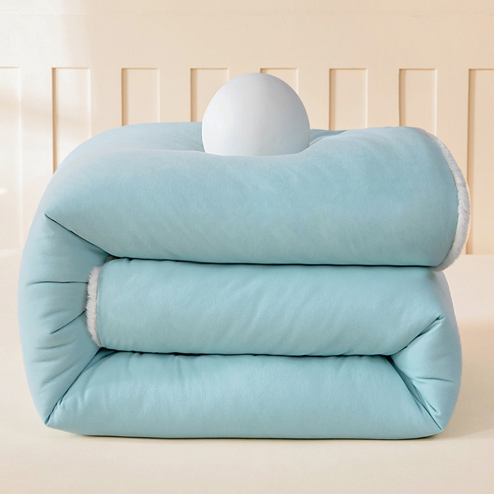 91家纺网 家纺一手货源 找家纺 亿莱鑫 2025新款A类超柔火山绒春秋被被子被芯冬被 海盐蓝