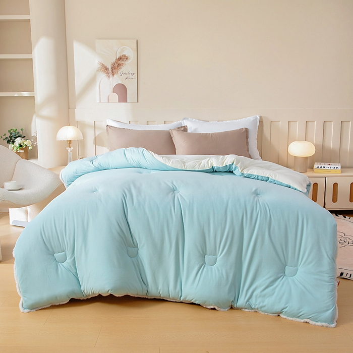 91家纺网 家纺一手货源 找家纺 亿莱鑫 2025新款A类超柔火山绒春秋被被子被芯冬被 海盐蓝