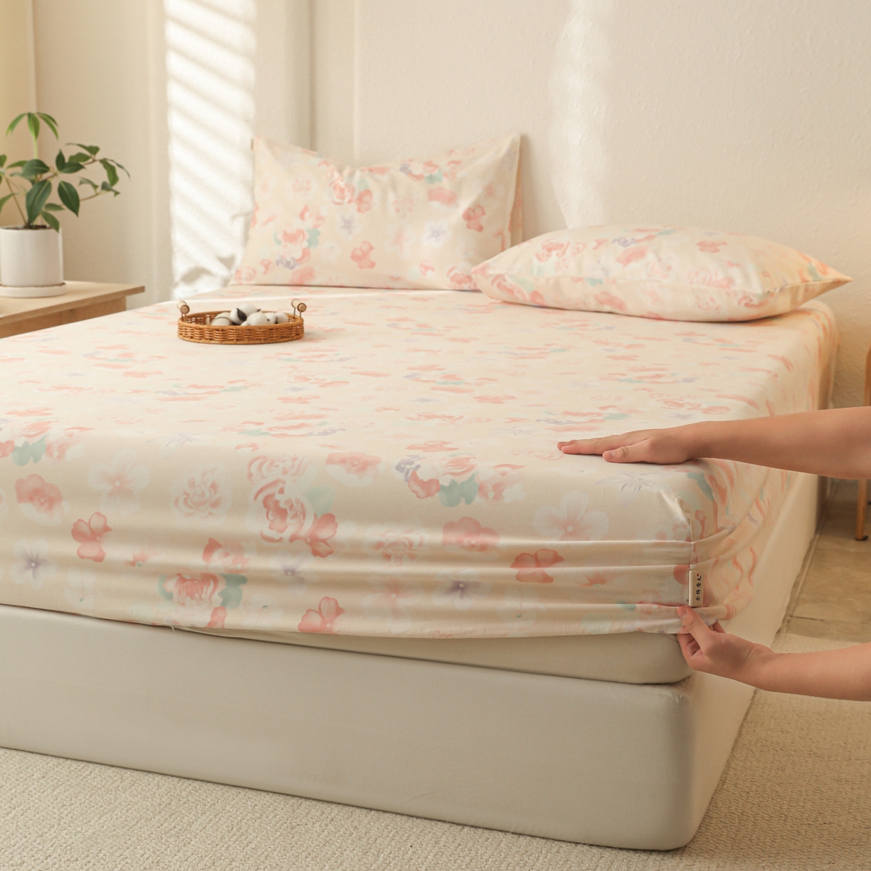 91家纺网 家纺一手货源 找家纺 简宜家居（朝初家纺） 2025新款纯棉全棉磨毛单床笠系列 牡丹仙子