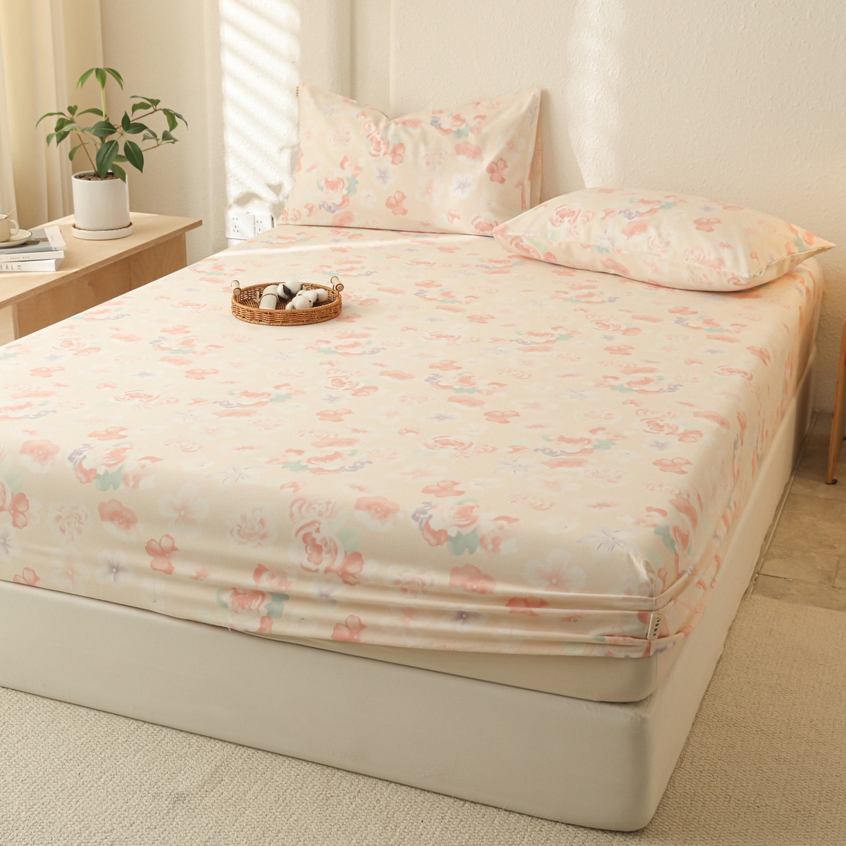 91家纺网 家纺一手货源 找家纺 简宜家居（朝初家纺） 2025新款纯棉全棉磨毛单床笠系列 牡丹仙子