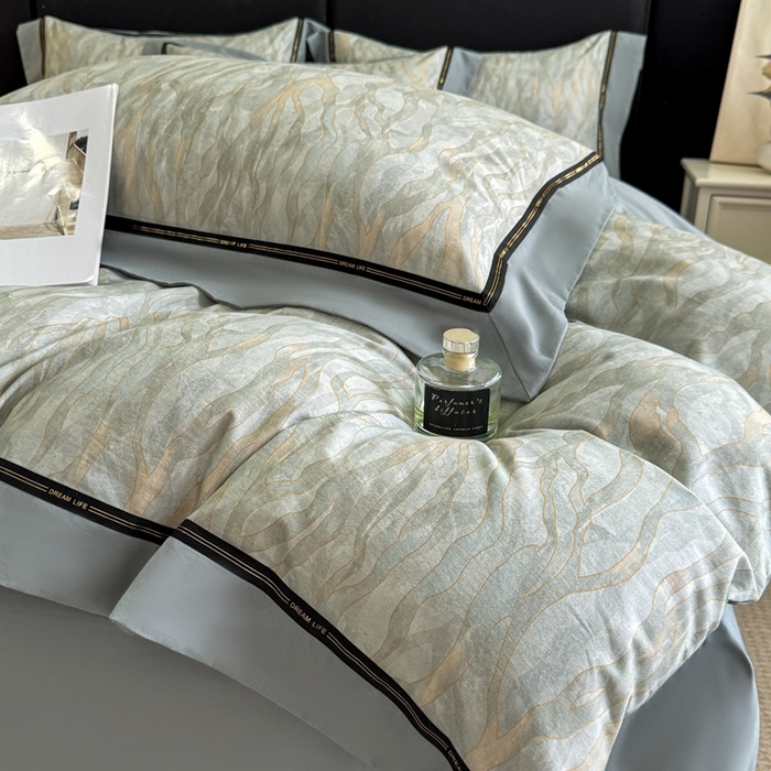 91家纺网 家纺一手货源 找家纺 博纳家纺 2025新款亲肤舒适全棉纯棉磨毛撞色四件套-千山暮雪【控价劵后258（严格按控价来）】 茉莉珊瑚