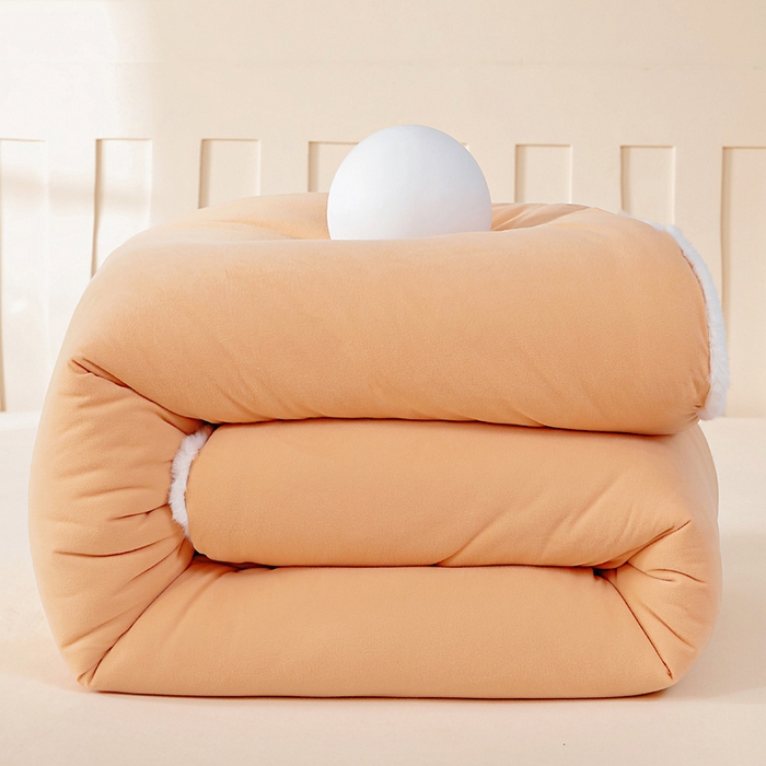 91家纺网 家纺一手货源 找家纺 亿莱鑫 2025新款A类超柔火山绒春秋被被子被芯冬被 落日橘