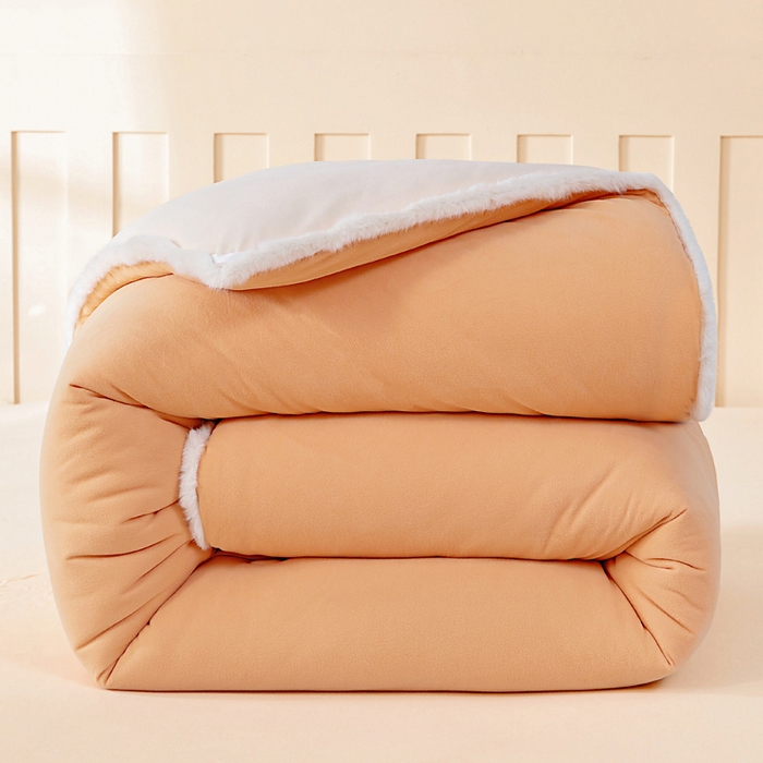 91家纺网 家纺一手货源 找家纺 亿莱鑫 2025新款A类超柔火山绒春秋被被子被芯冬被 落日橘