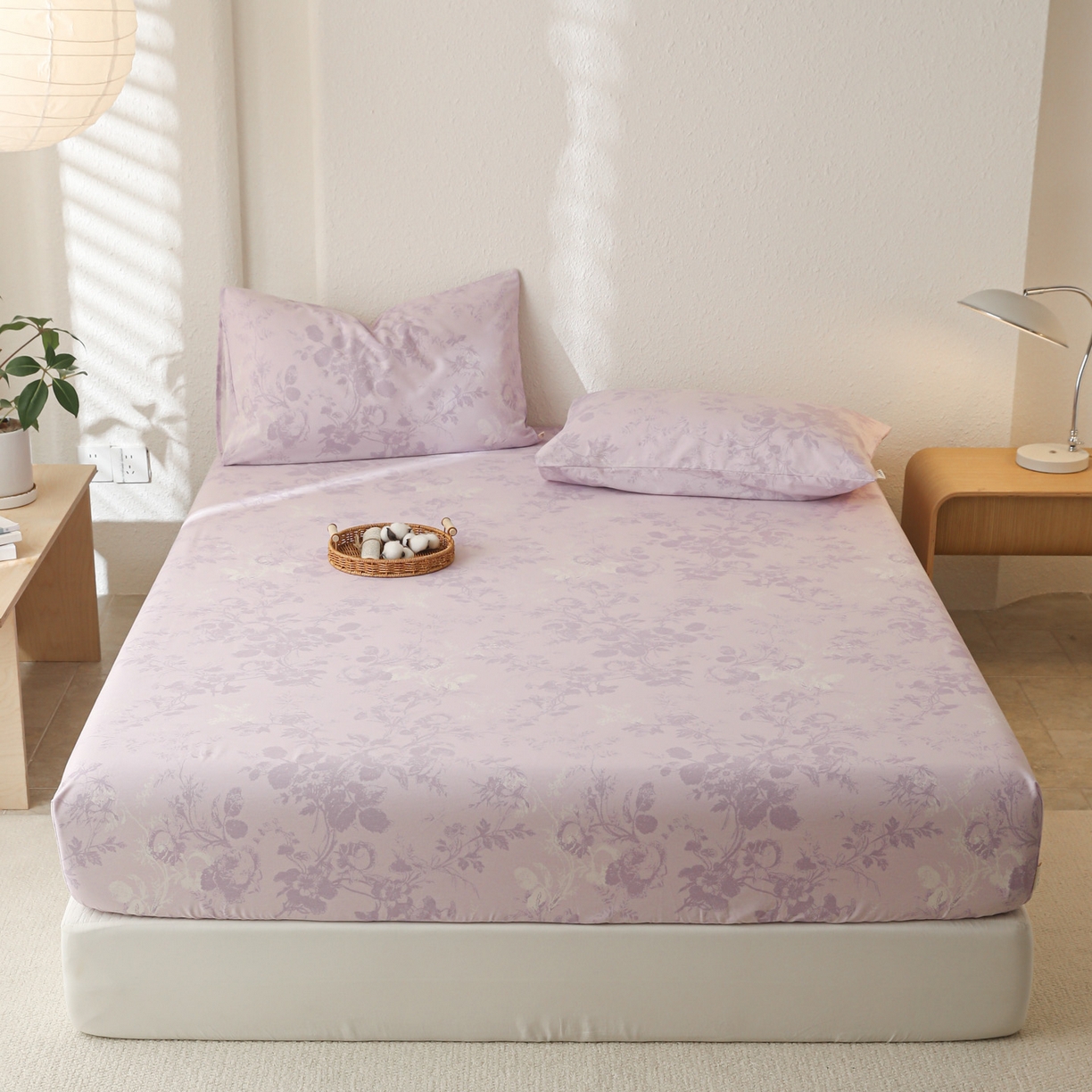 简宜家居（朝初家纺） 2025新款纯棉全棉磨毛单床笠系列 紫薰花