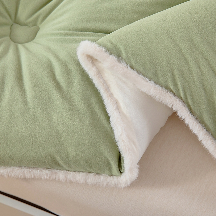 91家纺网 家纺一手货源 找家纺 亿莱鑫 2025新款A类超柔火山绒春秋被被子被芯冬被 抹茶绿