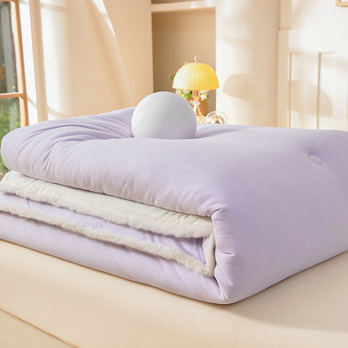 91家纺网 家纺一手货源 找家纺 亿莱鑫 2025新款A类超柔火山绒春秋被被子被芯冬被 奶昔紫