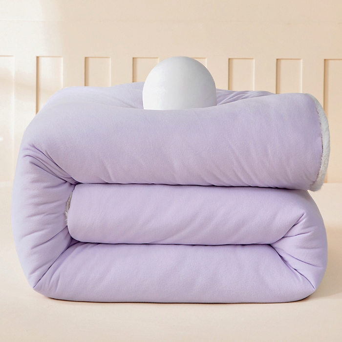 91家纺网 家纺一手货源 找家纺 亿莱鑫 2025新款A类超柔火山绒春秋被被子被芯冬被 奶昔紫