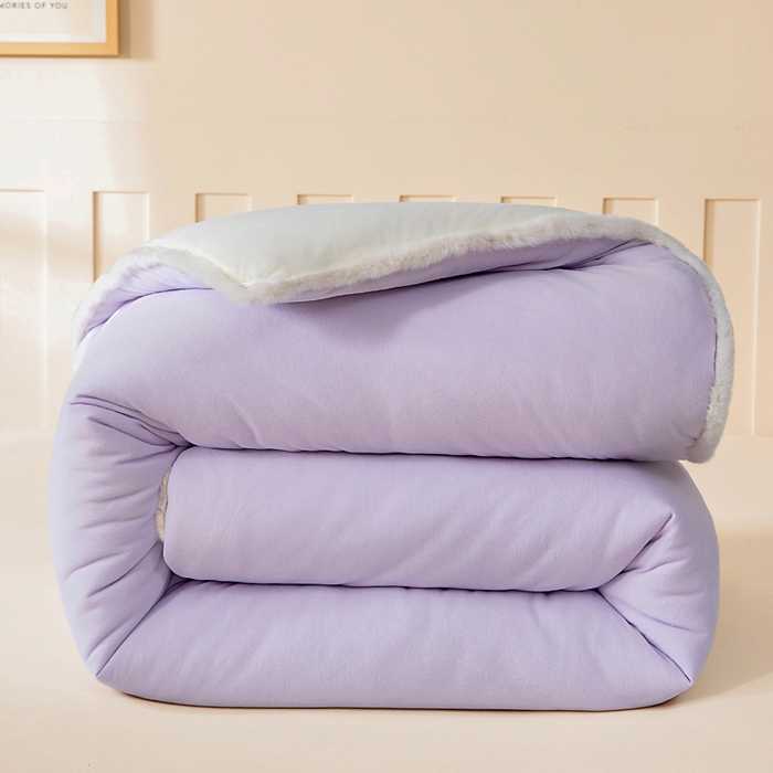 91家纺网 家纺一手货源 找家纺 亿莱鑫 2025新款A类超柔火山绒春秋被被子被芯冬被 奶昔紫