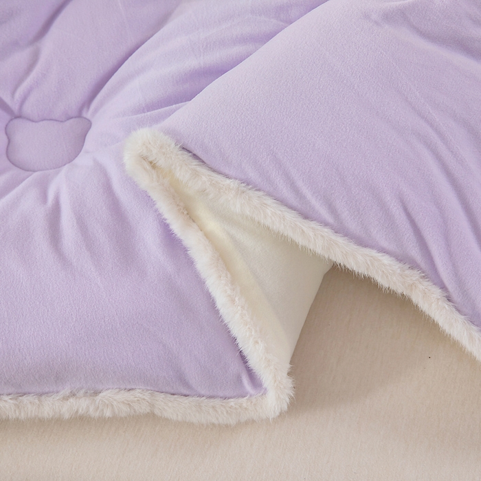 91家纺网 家纺一手货源 找家纺 亿莱鑫 2025新款A类超柔火山绒春秋被被子被芯冬被 奶昔紫