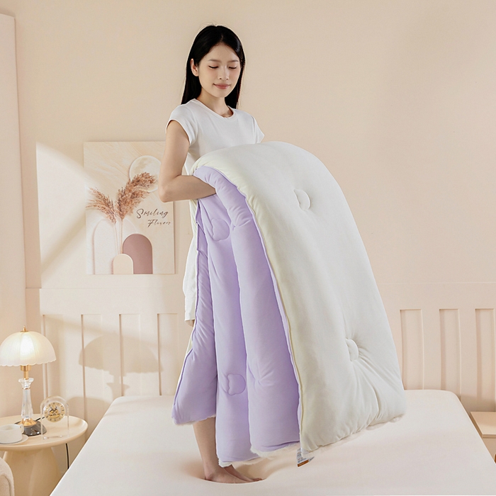 91家纺网 家纺一手货源 找家纺 亿莱鑫 2025新款A类超柔火山绒春秋被被子被芯冬被 奶昔紫