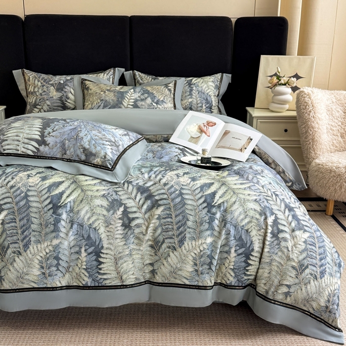 91家纺网 家纺一手货源 找家纺 博纳家纺 2025新款亲肤舒适全棉纯棉磨毛撞色四件套-千山暮雪【控价劵后258（严格按控价来）】 千山暮雪