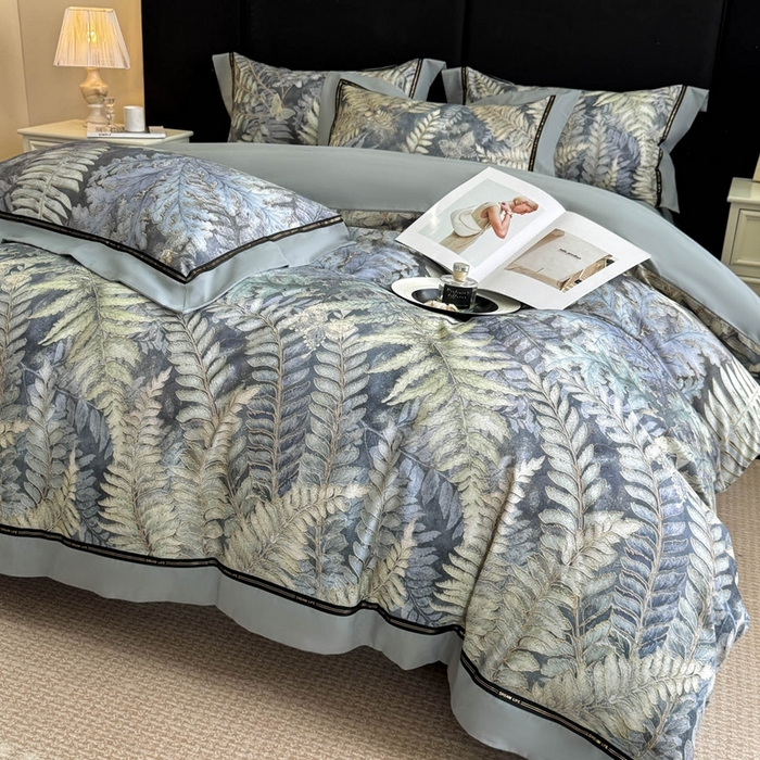 91家纺网 家纺一手货源 找家纺 博纳家纺 2025新款亲肤舒适全棉纯棉磨毛撞色四件套-千山暮雪【控价劵后258（严格按控价来）】 千山暮雪