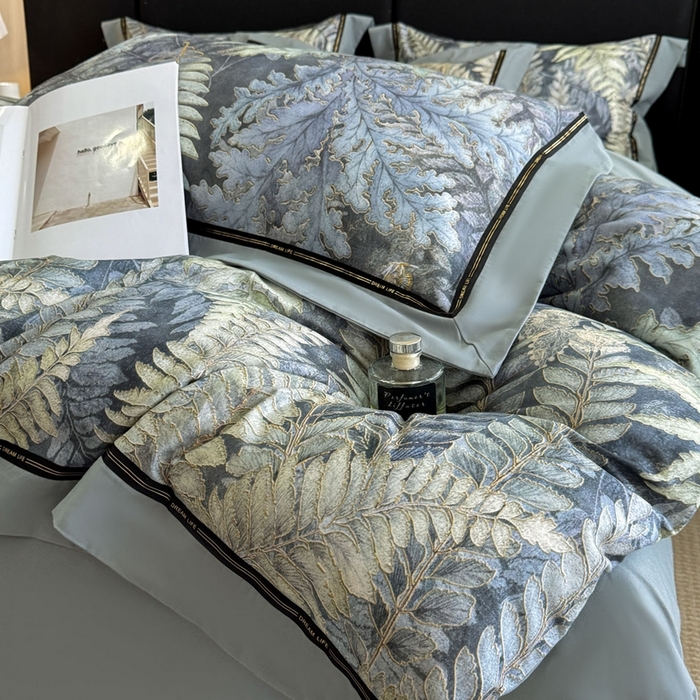 91家纺网 家纺一手货源 找家纺 博纳家纺 2025新款亲肤舒适全棉纯棉磨毛撞色四件套-千山暮雪【控价劵后258（严格按控价来）】 千山暮雪