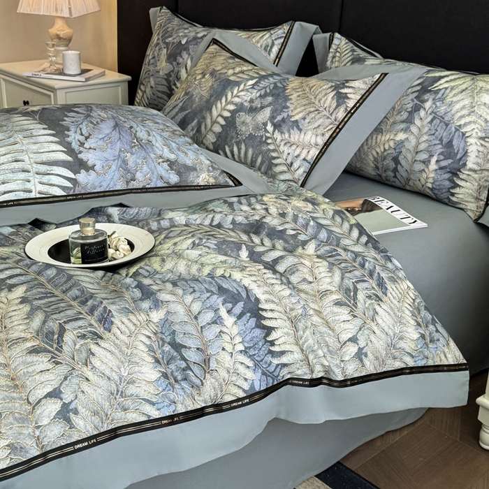 91家纺网 家纺一手货源 找家纺 博纳家纺 2025新款亲肤舒适全棉纯棉磨毛撞色四件套-千山暮雪【控价劵后258（严格按控价来）】 千山暮雪