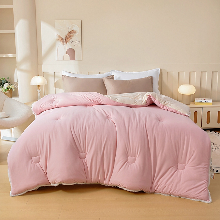 91家纺网 家纺一手货源 找家纺 亿莱鑫 2025新款A类超柔火山绒春秋被被子被芯冬被 樱花粉