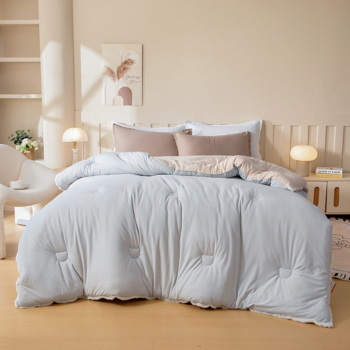 91家纺网 家纺一手货源 找家纺 亿莱鑫 2025新款A类超柔火山绒春秋被被子被芯冬被 优雅灰