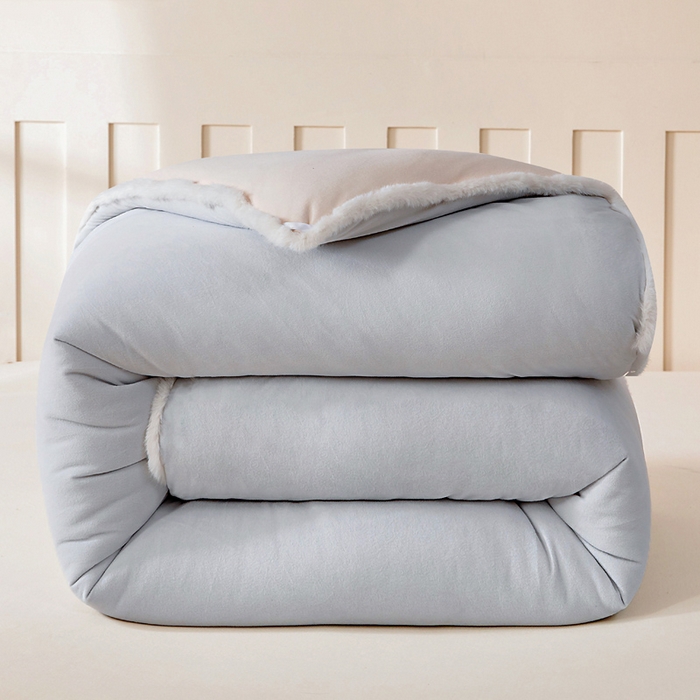 91家纺网 家纺一手货源 找家纺 亿莱鑫 2025新款A类超柔火山绒春秋被被子被芯冬被 优雅灰