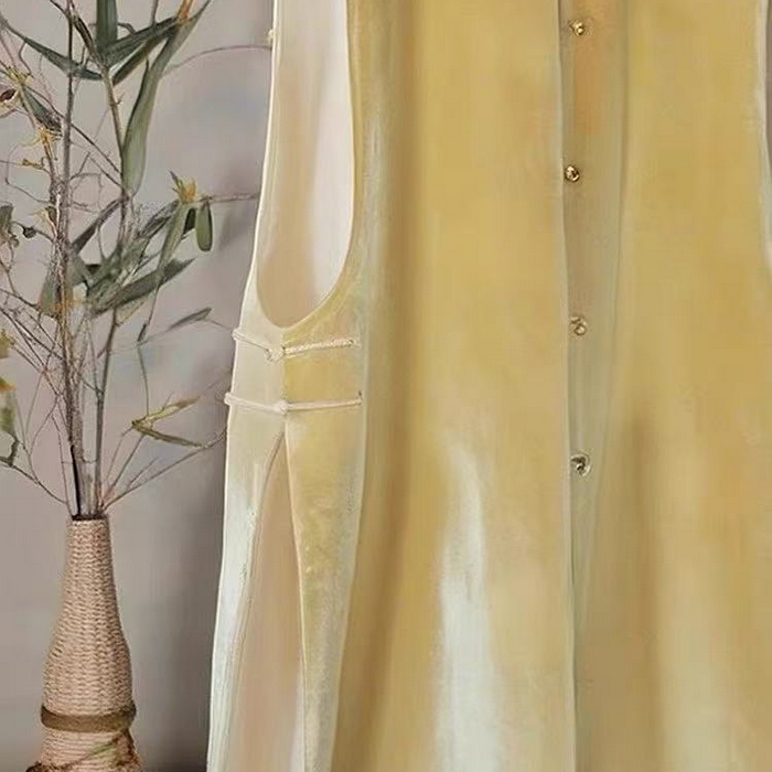 91家纺网 家纺一手货源 找家纺 洛兰沙家居馆【只代发】【只代发】 2025新款复古织锦缎细纱棉麻拼接马甲背心刺绣中式盘扣上衣 41