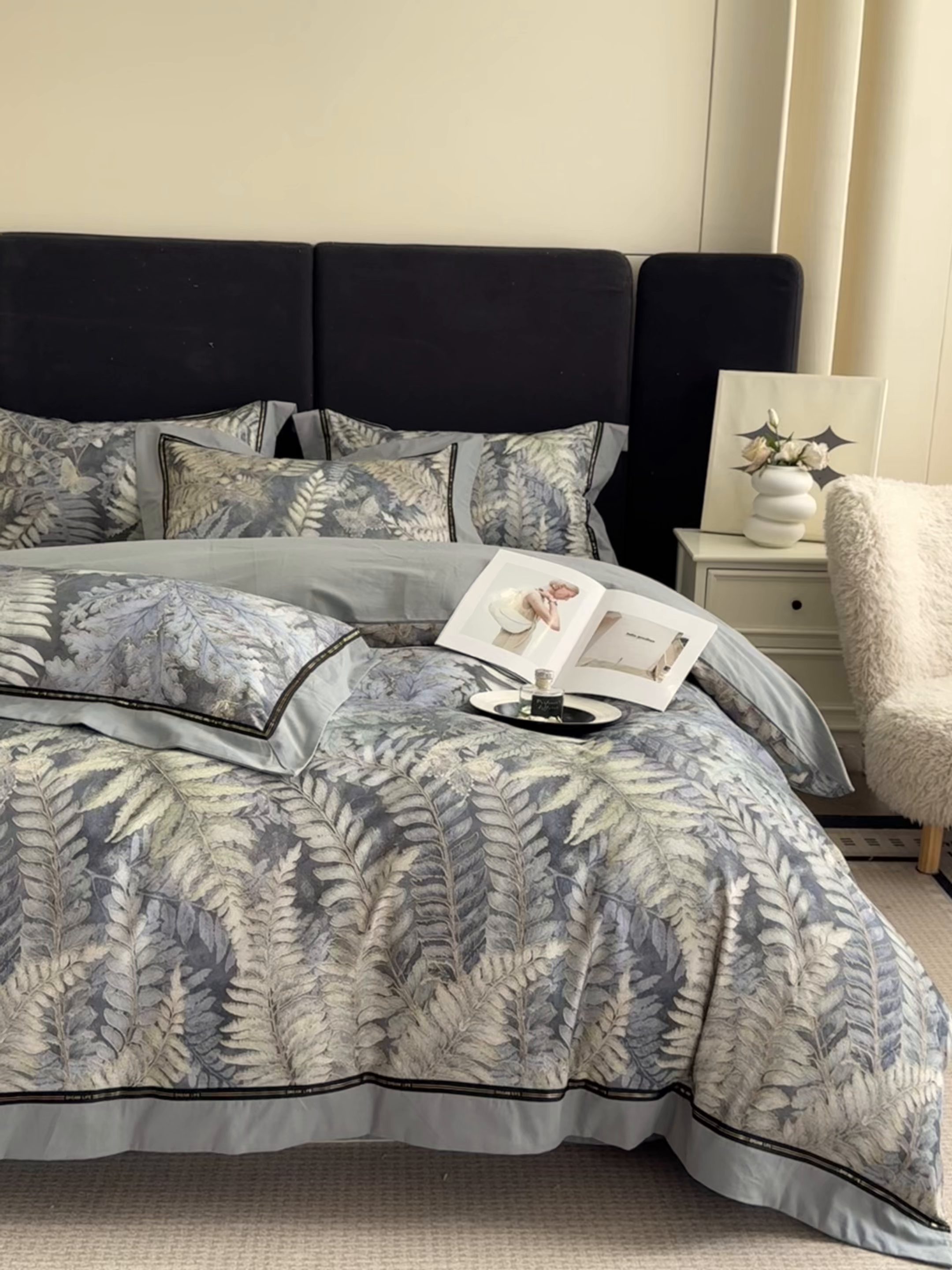 91家纺网 家纺一手货源 找家纺 博纳家纺 2025新款亲肤舒适全棉纯棉磨毛撞色四件套-千山暮雪【控价劵后258（严格按控价来）】 千山暮雪