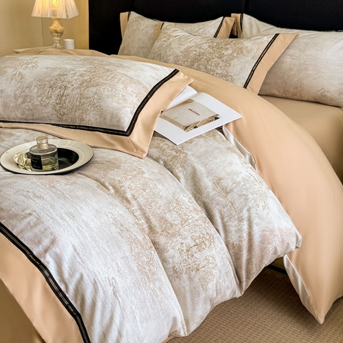 博纳家纺 2025新款亲肤舒适全棉纯棉磨毛撞色四件套-千山暮雪【控价劵后258（严格按控价来）】 水木明瑟