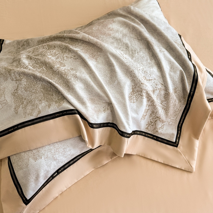 91家纺网 家纺一手货源 找家纺 博纳家纺 2025新款亲肤舒适全棉纯棉磨毛撞色四件套-千山暮雪【控价劵后258（严格按控价来）】 水木明瑟