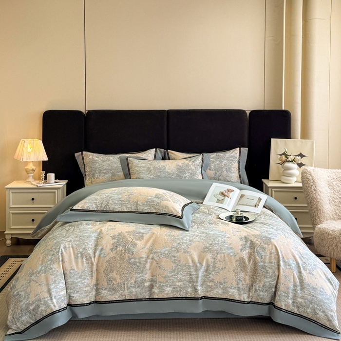 91家纺网 家纺一手货源 找家纺 博纳家纺 2025新款亲肤舒适全棉纯棉磨毛撞色四件套-千山暮雪【控价劵后258（严格按控价来）】 童话森林